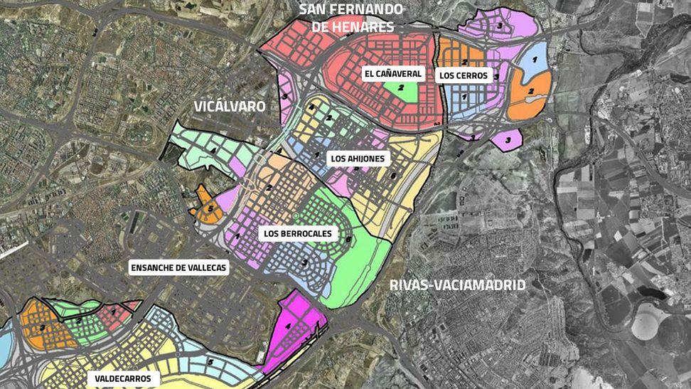 Mapa de desarrollos urbanos en Madrid
